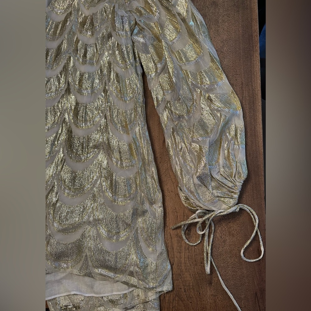 EUC Jens Pirate Booty for Free People Long Sleeve Gold Metallic Dress Size XL. - Picture 6 of 7